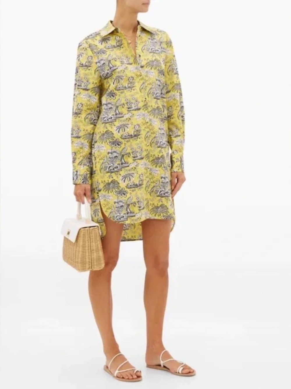 STAUD - NWT Yellow Toille Print Shirt Dress sz M
